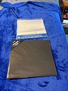 Black 12x12 Scrapbook Album with Clear Page Protectors